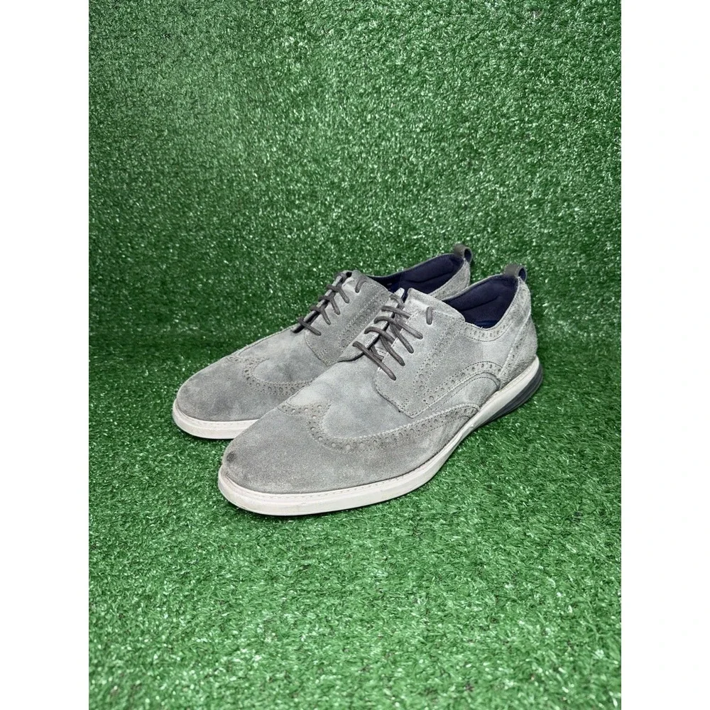 Cole Haan Grand Evolution Mens Size 12 M‎ Wingtip Oxford Shoes Suede Gray C27395